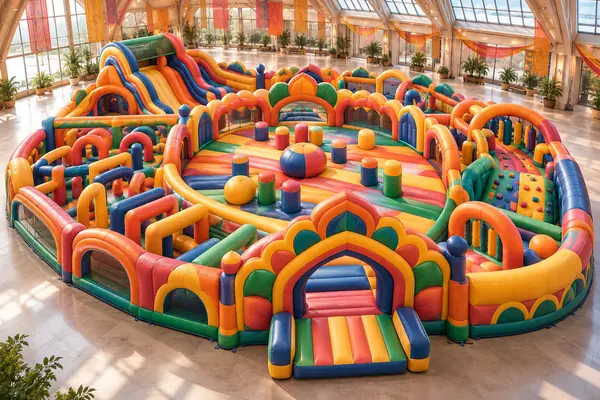 Festival of Colours Air Park — Indian Festivals inflatable concept visualisation, not an installed attraction