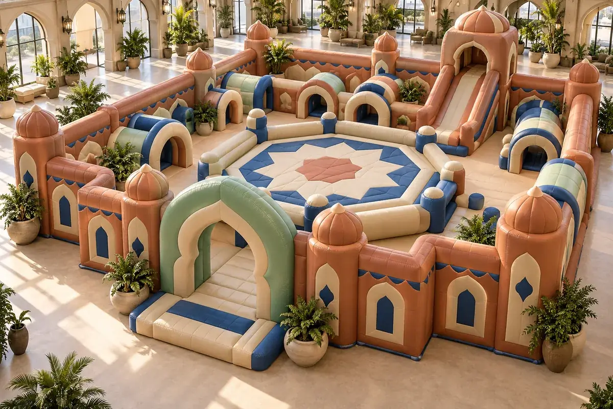 Oasis Courtyard Adventure, AG-INF-MAR-001 — Moroccan Garden Courtyards inflatable concept visualisation
