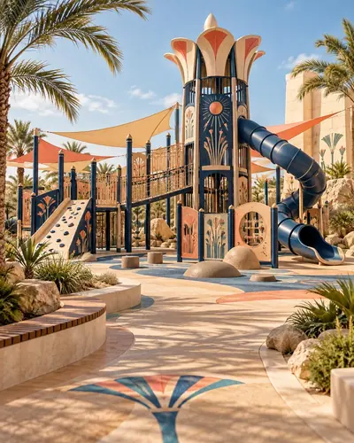 Original AG architectural concept for cultural + themed play: Stories, characters and places of possibility. Artistic visual; technical design and suitability pending.