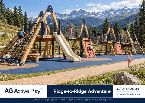 Ridge-to-Ridge Adventure — original AG Active Play concept visualisation; technical review pending.