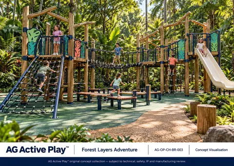 Forest Layers Adventure — original AG Active Play concept visualisation; technical review pending.