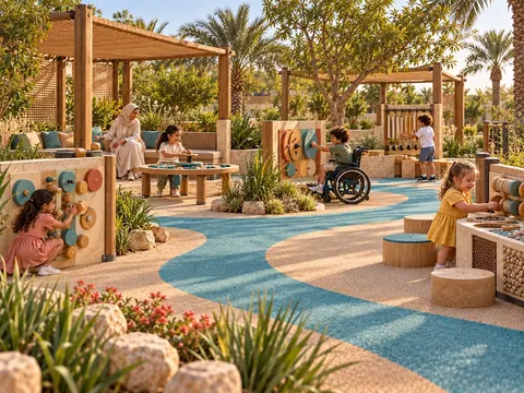 Riverbank Sensory Garden — original AG Active Play concept visualisation; technical review pending.