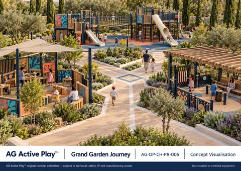 Grand Garden Journey — original AG Active Play concept visualisation; technical review pending.