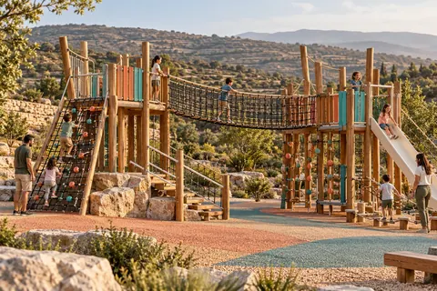 Terrace Bridge Adventure — original AG Active Play concept visualisation; technical review pending.